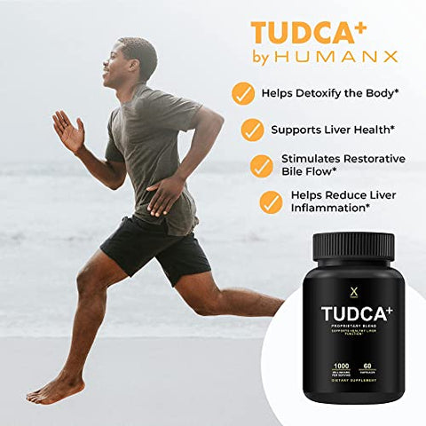 TUDCA 1000mg – Ácido Tauroursodeoxicólico – Suporte para Saúde Hepática – Desintoxicação e Limpeza – Vegano, Não-OGM – Cápsulas Fáceis de Engolir – Tudca Bile - HUMANX