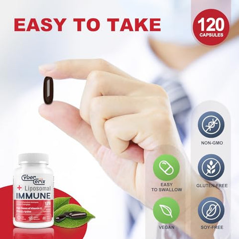 CyberCerix - Suplemento Imune Lipossomal Avançado, Complexo com L-Lisina 1.500mg, Vitaminas, Minerais