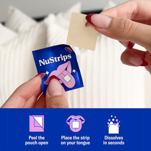NuStrips - Sleep in a Strip™ | Fitas Orais para Dormir com 5mg de Melatonina, Raiz de Valeriana, L-Teanina e Vitamina B6 | Mais Rápido que Gomas | 100% Natural | 30 Fitas Embaladas Individualmente