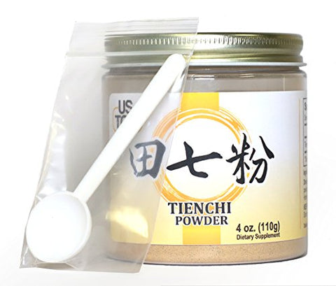 USTCM - Pó de Tienchi Puro 100%% Pseudoginseng Notoginseng Sanqi Ginseng 田七粉 120mesh (4oz) – Marca Tienchi Ginseng – 120g