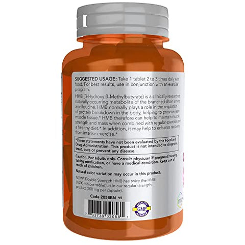 Sports Nutrition, HMB Double Strength 1,000 mg – 90 Tablets | Nutrição Esportiva, β-Hidroxi β-Metilbutirato | Marca NOW Foods - NOW Foods