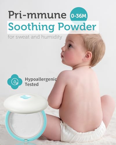GOONGBE - Pó Calmante Pri-mmune – Talco Livre Pó de Bebê Coreano com Amido de Milho – Previne Irritação na Pele, Anti-Fricção para Recém-Nascidos, Bebês e Crianças Pequenas, 0,8g