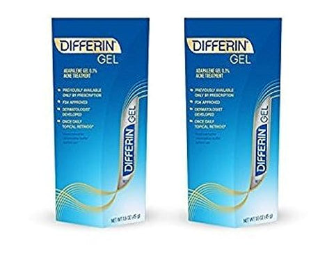 Gel Differin Adapaleno 0.1% Tratamento para Acne, 45g, 180 dias, 2 unidades