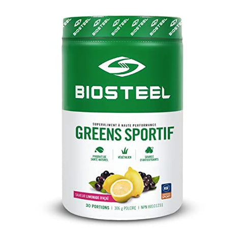 Greens Sport Superfood Açaí Limonada, 306g – Energia Natural para Atletas - BIOSTEEL