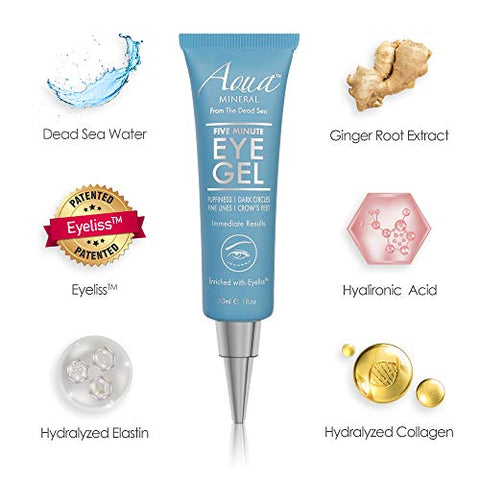 Gel para Olhos Inchados – Resultados Instantâneos – Redução Rápida e Natural – Elimine Rugas, Inchaço e Bolsas – Gel Hidratante para Olhos com Extrato de Chá Verde por Aqua Mineral – 30ml