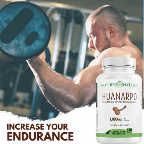 Mother Nature Organics Superfoods for Organic Living - Huanarpo Macho em Cápsulas em Pó – Força Máxima 1000mg (120 Unidades) – Suporte Masculino, Energia