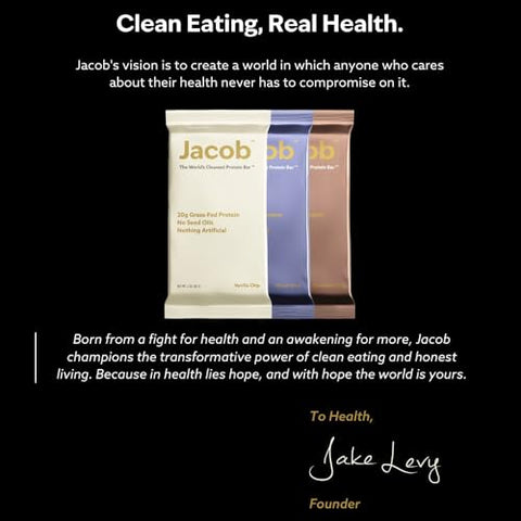 Bar, Barras de Proteína, Chocolate (9 Barras no Total) – 20g de Proteína de Pasto, Sem Óleos de Sementes, Sem Ingredientes Artificiais - Jacob