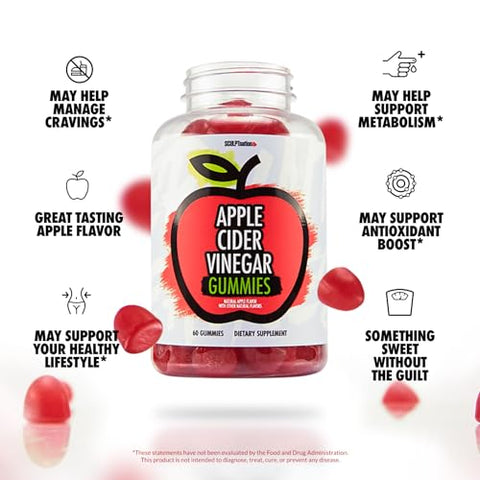 by V Shred Gummies de Vinagre de Maçã – Lanche Saudável Superfood, Suporte ao Metabolismo e Digestão – 60 Gummies Keto de Vinagre de Maçã - Sculpt Nation