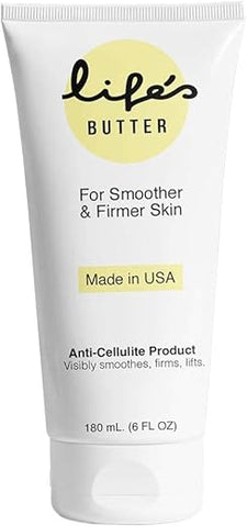 Life's Butter - Creme Anti-Celulite Life’s Butter com Coenzima Q10, L-Carnitina e Óleo de Coco | Produto Natural para Suavizar a Pele | Loção Firmadora para Remover Celulite | 180 ml