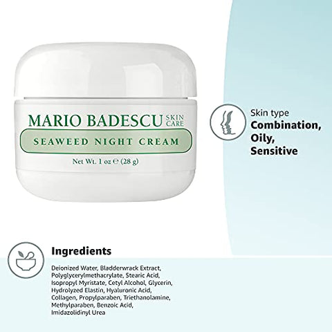 Creme Noturno Mario Badescu para o Rosto, Ultra-Rico em Antienvelhecimento, Infundido com Vitaminas, Minerais e Antioxidantes – 50g