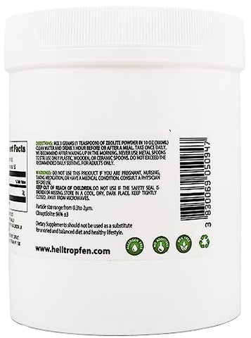 Heiltropfen - Zeolite Powder 454g | Detox | Clinoptilolite 94% -3 | 3X Ativado | Mineral Natural | Pó Ultra Fino Menor que 2 µm