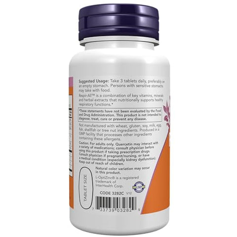 NOW Foods - NOW Supplements Respir-All™ com Quercetina, Vitamina C, Extrato de Urtiga e Bromelina, Suporte Respiratório, 60 Comprimidos