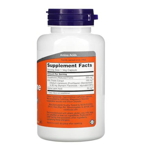NOW Foods - Now Foods – Glutationa Antioxidante Celular 500 mg – 60 Cápsulas Vegetarianas | Comprar Online