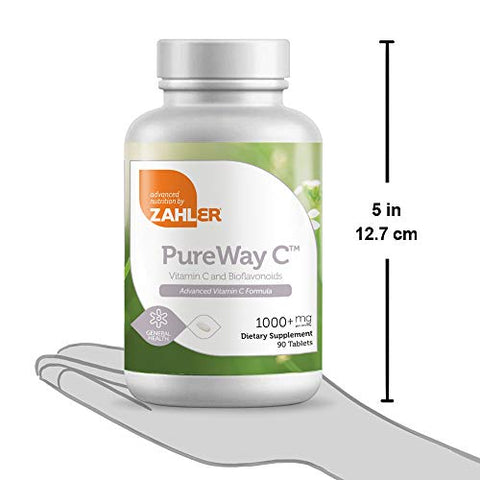 Pureway C 1000mg – Vitamina C Avançada Certificada Kosher, 90 Comprimidos (Embalagem com 90 Unidades) - Zahler
