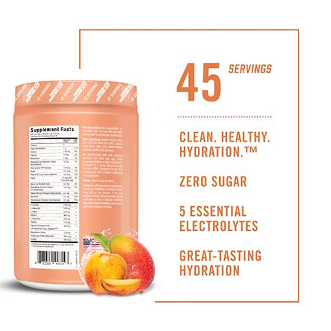 BIOSTEEL - BioSteel Zero Sugar Hydration Mix: Hidratação saborosa com 5 eletrólitos essenciais, sabor pêssego manga, 45 porções por embalagem