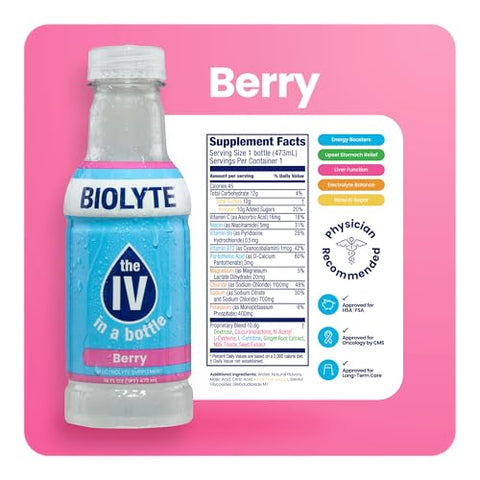 Bebida Eletrolítica – Hidratação Rápida – Sabor Berry, 12-Pack - BIOLYTE
