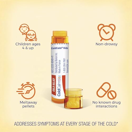 ColdCalm Kids Pellets – Alívio dos Sintomas Comuns de Resfriado como Espirros, Coriza, Dor de Garganta e Congestão Nasal – 2 Unidades (160 Pellets) - Boiron