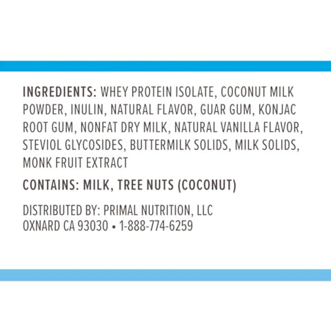 Mistura de Bebida de Proteína de Soro de Leite de Baunilha e Coco, Sem Glúten e Soja, 840g - Primal Kitchen
