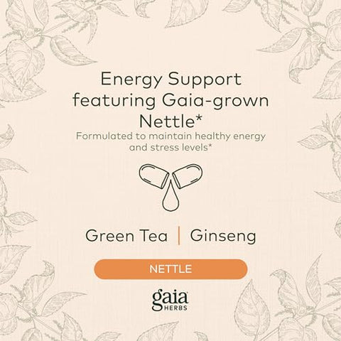 Energy Vitality – Suplemento Energético para Manter Níveis Saudáveis de Energia e Estresse – com Ginkgo, Ginseng, Chá Verde e Urtiga* – 60ml Líquido Vegano - Gaia Herbs