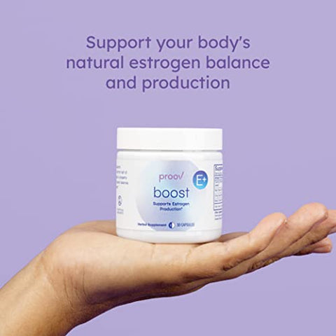 Boost – Suplemento Natural para Equilibrar a Produção de Estrogênio em Mulheres, Suporte para Menopausa | Óleo de Prímula, Trevo Vermelho, Dong Quai, Black - Proov