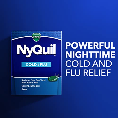 NyQuil Alívio Líquido para Gripe e Resfriado, Poderoso Alívio Noturno para Dor de Cabeça, Febre, Dor de Garganta, Dores Leves, Espirros, Coriza e - Vicks