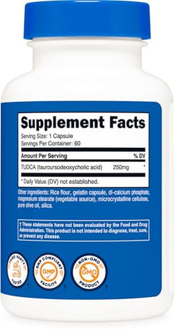Tudca 250mg – 60 Cápsulas (2 Frascos) – Comprar Online - Nutricost