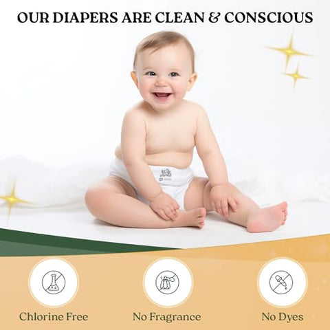 Fraldas Descartáveis EcoHugs Tamanho 4 de Bambu | Macias e Hipoalergênicas | Super Absorventes | Sem Perfume e Livres de Cloro | Pacote com 24 unidades