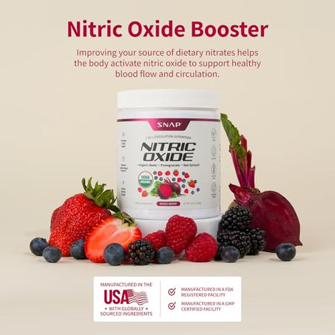 Beet Root Powder Orgânico USDA, Suplemento 3 em 1 Óxido Nítrico, Suporte para Pressão Arterial e Circulação Sanguínea Saudáveis, 250g (Mixed Berry) - Snap Supplements