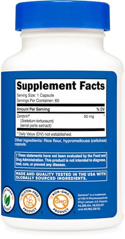 Zembrin (Sceletium Tortuosum) 60 Cápsulas (50mg cada) – Cápsulas Vegetarianas, Livre de Transgênicos, Sem Glúten | Nutricost Zembrin – Cápsulas Vegetarianas 60 Cápsulas (50mg cada) - Nutricost