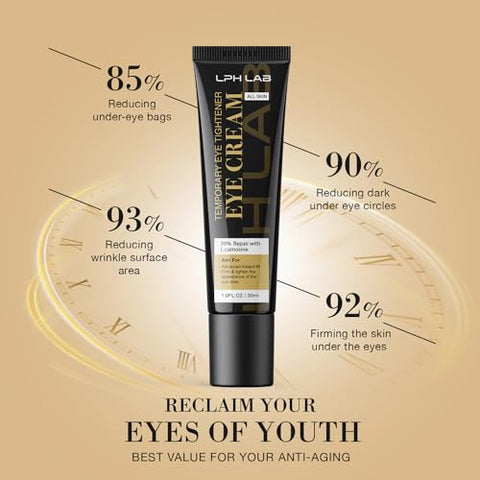 LPH LAB - Creme Redutor de Bolsas nos Olhos – Tratamento Instantâneo para Redução de Inchaço e Olheiras – Firmando a Pele Delicada sob os Olhos, Anti-Idade para Linhas Finas, 30ml