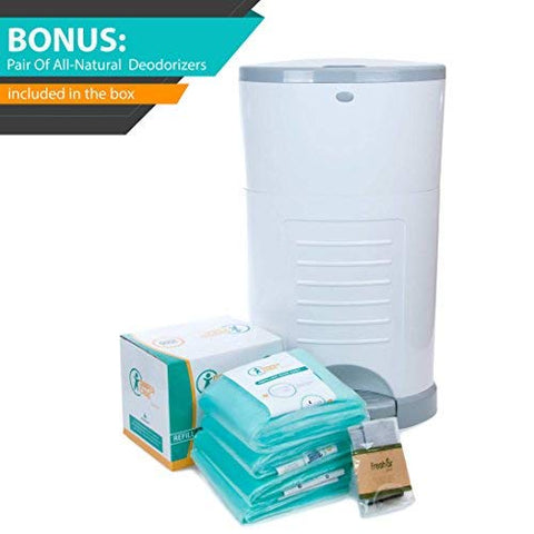 jasclair - 4 Pacote de Forros de Reposição para Fraldas – Compatíveis com o Balde Dekor CLASSIC Tamanho Regular – Forros Descartáveis para Balde de Fraldas Suportam até 2000 Fraldas – Refis Perfumados para Bebês com Carvão Ativado