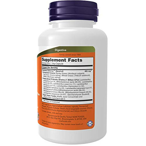 Supplements: Probiotic Defense – Blend Probiótico em Base de Alimentos Integrais com 1 Bilhão de Organismos, 90 Cápsulas Vegetais - NOW Foods