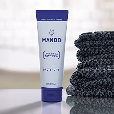 Odor Shield Body Wash – Controle de Odor por 24 Horas – Remove Odor Melhor que Sabonete – Livre de SLS, Parabenos, Seguro para a Pele – 250 ml (Pro Sport) - Mando