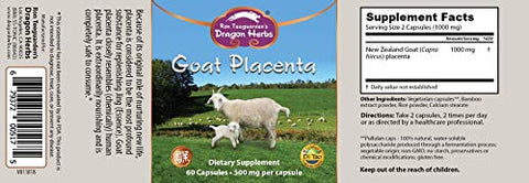 Cápsulas de Placenta de Cabra – 500 mg – 60 Cápsulas - Dragon Herbs