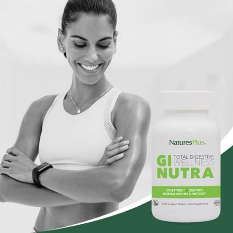 GI Natural – 90 Comprimidos Bi-Layered, Embalagem com 2 – com L-Glutamina, Probióticos, Prebióticos | Bem-Estar Digestivo Total | Natures Plus - Natures Plus