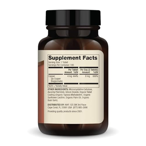 Copper Bisglycinate – 90 Porções (180 Comprimidos) – Suplementos Alimentares – 8 mg Diários – Mini Comprimidos – Suporte à Saúde Geral – Não OGM - Dr. Mercola