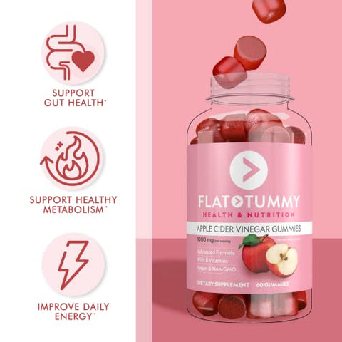 Gummies de Vinagre de Maçã, 60 Unidades – Energia, Desintoxicação e Saúde Digestiva - Flat Tummy Tea
