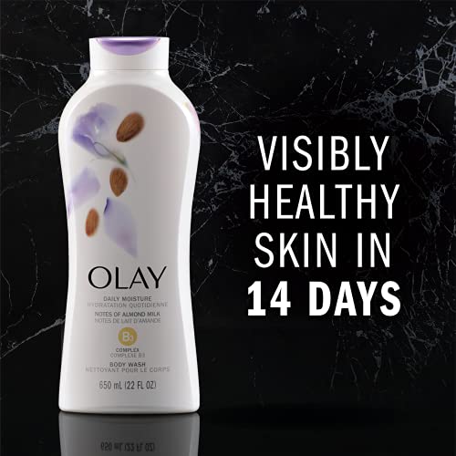 Body Wash para Mulheres, Hidratação Diária com Leite de Amêndoa, 22 oz (4 Unidades) - Olay