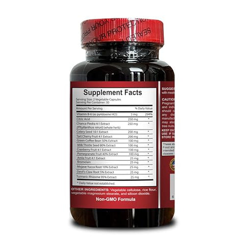 Generic - Fórmula Natural de Ácido Úrico – Suplemento para Reduzir Ácido Úrico, Ervas para Ácido Úrico, Semente de Aipo, Cereja Azeda, Grãos de Café Verde, Romã, Cúrcuma, Fórmula Herbal, Cardo de Leite – 2g