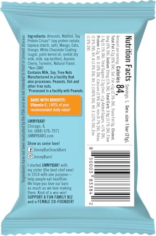 JIMMYBAR - JiMMY Travels! Barra de Proteína Funcional – Citrus Burst Tamanho de Viagem (21g) – 24 Unidades – com Ingredientes Fortificantes do Sistema Imunológico, 140%% Vitamina C Diária, Livre de Amendoim, Sem Glúten