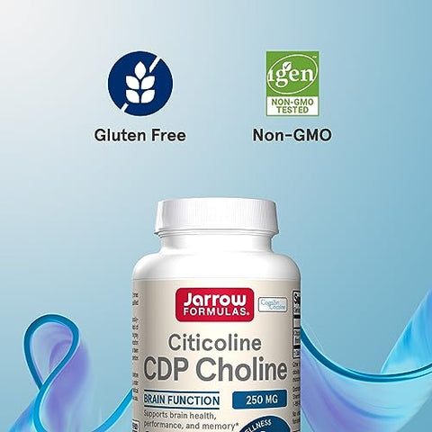 CDP Choline: Suplemento de 250 mg para Memória e Saúde Cerebral – 120 Cápsulas Vegetarianas - Jarrow Formulas