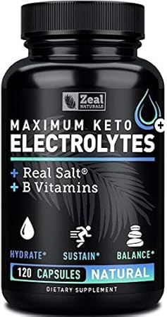Zeal Naturals - Suplemento de Eletrólitos Keto (120 Cápsulas) – Suplemento Máximo de Eletrólitos Keto com Sal Real®, Vitaminas B, Magnésio e Potássio – Pílulas de Sal