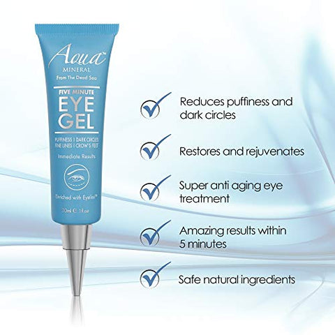 Gel para Olhos Inchados – Resultados Instantâneos – Redução Rápida e Natural – Elimine Rugas, Inchaço e Bolsas – Gel Hidratante para Olhos com Extrato de Chá Verde por Aqua Mineral – 30ml