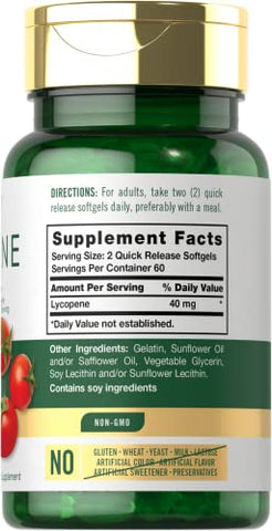 Lycopene 40mg | 120 Softgels | Carotenoide Natural | Não-OGM | Marca Carlyle - Carlyle