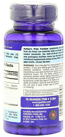 Puritan's Pride - Puritan’s Pride Melatonina 10 mg – Auxílio para dormir e relaxar – 120 cápsulas (3-Pack)