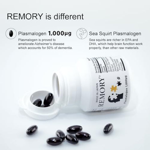 REMORY - Suplemento Plasmalogen Sea Squirt – Saúde Cerebral – 30 Dias de Fornecimento – Marca em Destaque