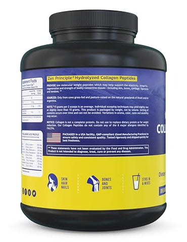 Colágeno Hidrolisado em Pó 5 lb. Proteína Anti-Envelhecimento Personalizada para Cabelos, Pele e Articulações Saudáveis - Zen Principle