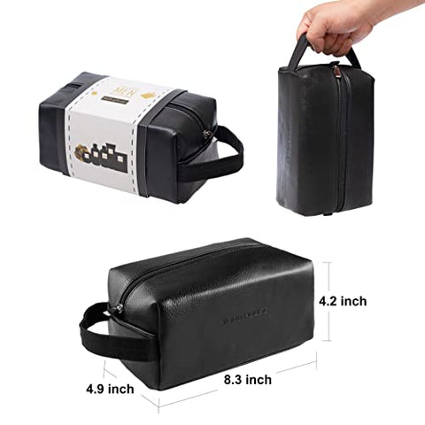 Yard House - Conjunto de Cestas de Presente de Spa para Banho e Corpo para Homens – Sândalo Âmbar – Kit de Spa de 7 Peças com Itens em Tamanho Real em Bolsa de Higiene em Couro – Presentes de Dia dos Pais e Aniversário para Marido, Pai da Esposa