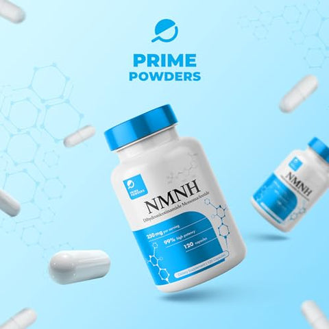 Prime Powders - NMNH: Suplemento NAD NR de Suporte NAD (250mg por Porção), 120 Cápsulas – Mononucleotídeo de Dihidronicotinamida