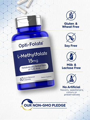 L Methylfolate 15mg | 60 Cápsulas | Potência Máxima | Otimizado e Ativado | Não-OGM, Sem Glúten | Metilfolato, 5-MTHF | por Opti-Folate - Carlyle